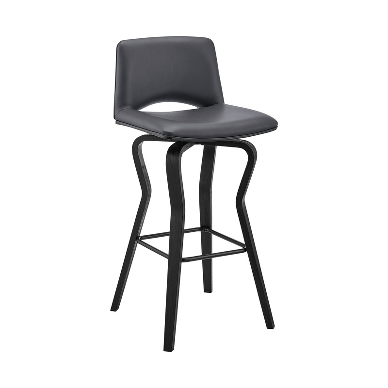 40" Dark Gray Faux Leather And Iron Swivel Low Back Bar Height Chair By Homeroots
