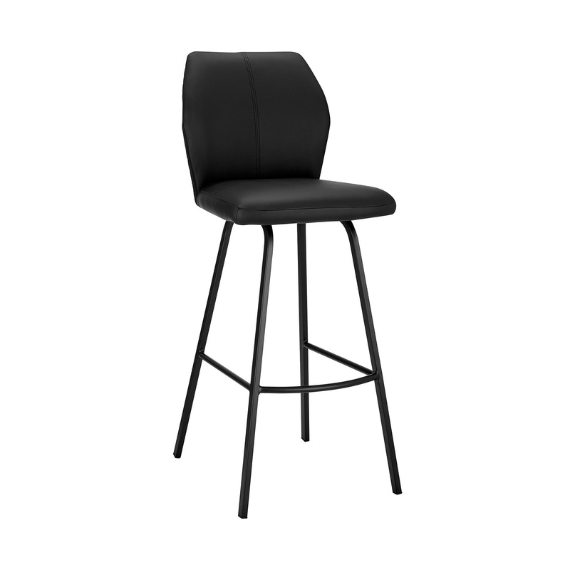 42" Black Faux Leather And Iron Bar Height Chair By Homeroots