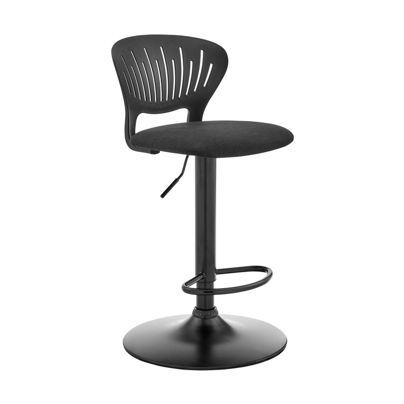 42" Black Iron Swivel Adjustable Height Bar Chair By Homeroots
