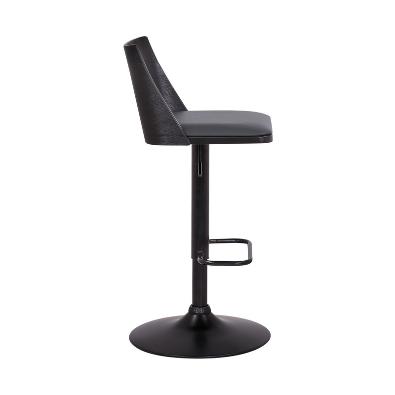 42" Gray And Black Faux Leather Swivel Adjustable Height Bar Chair With Footrest By Homeroots