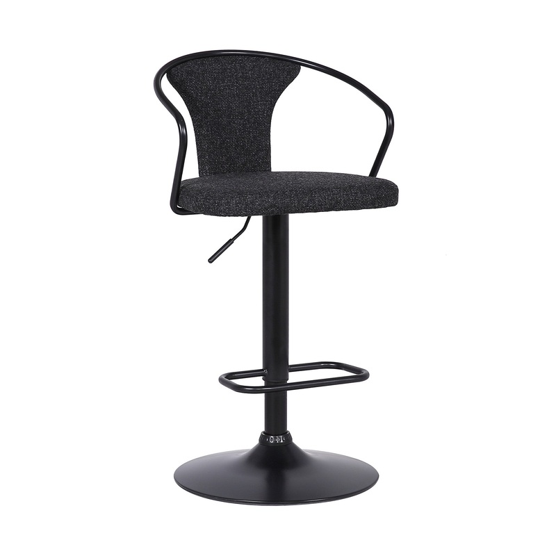 43" Black Faux Leather and Metal Adjustable Height Bar Chair By Homeroots