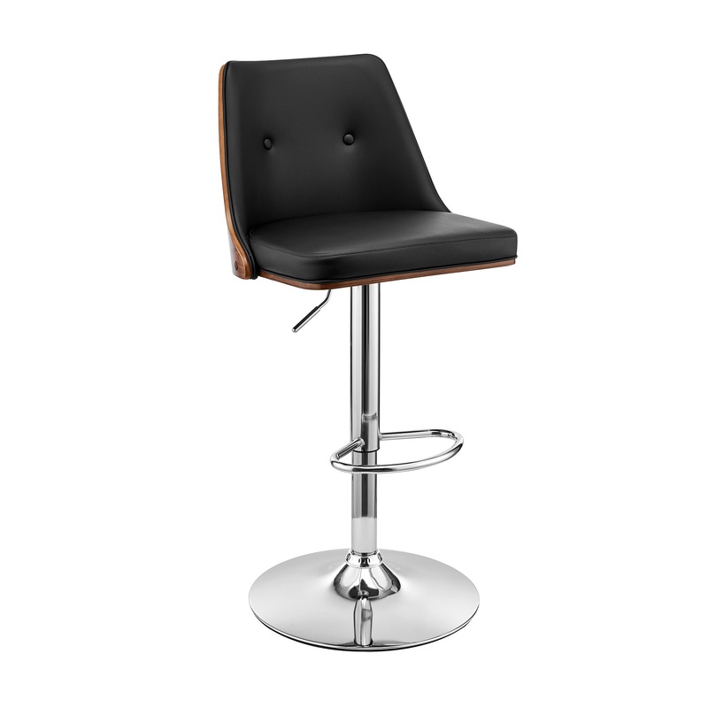 44" Black Faux Leather And Iron Swivel Adjustable Height Bar Chair By Homeroots