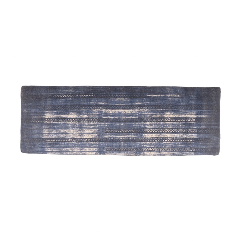 47" Blue And Cream Abstract Design Blue Leg Upholstered Bench By Homeroots