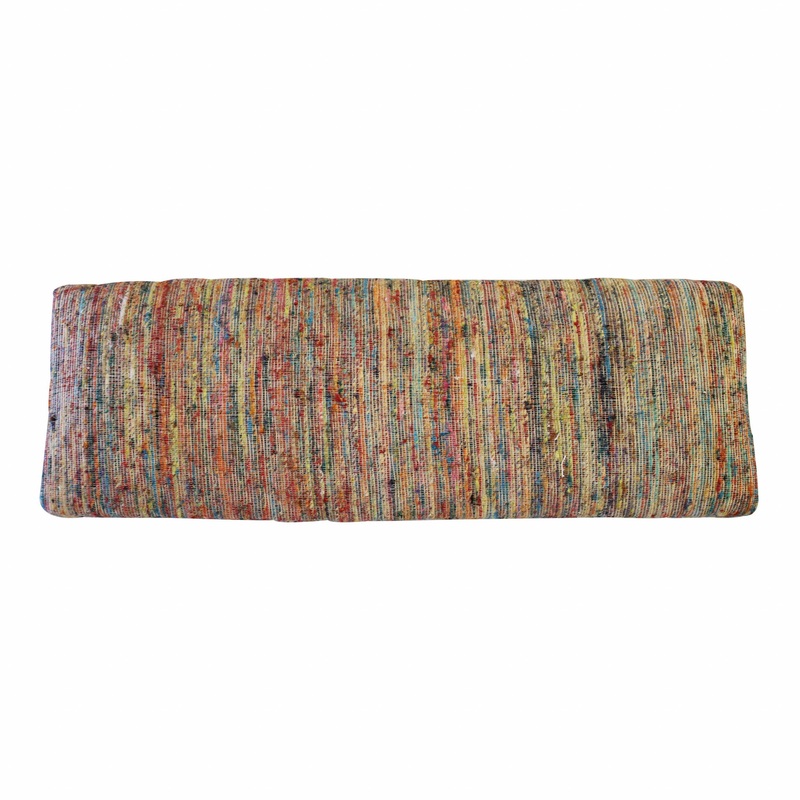 47" Rainbow Stripe Blue Leg Upholstered Bench By Homeroots