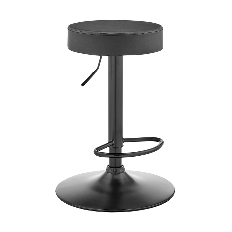 Adjustable Classic Grey Faux Leather Backless Bar Stool By Homeroots