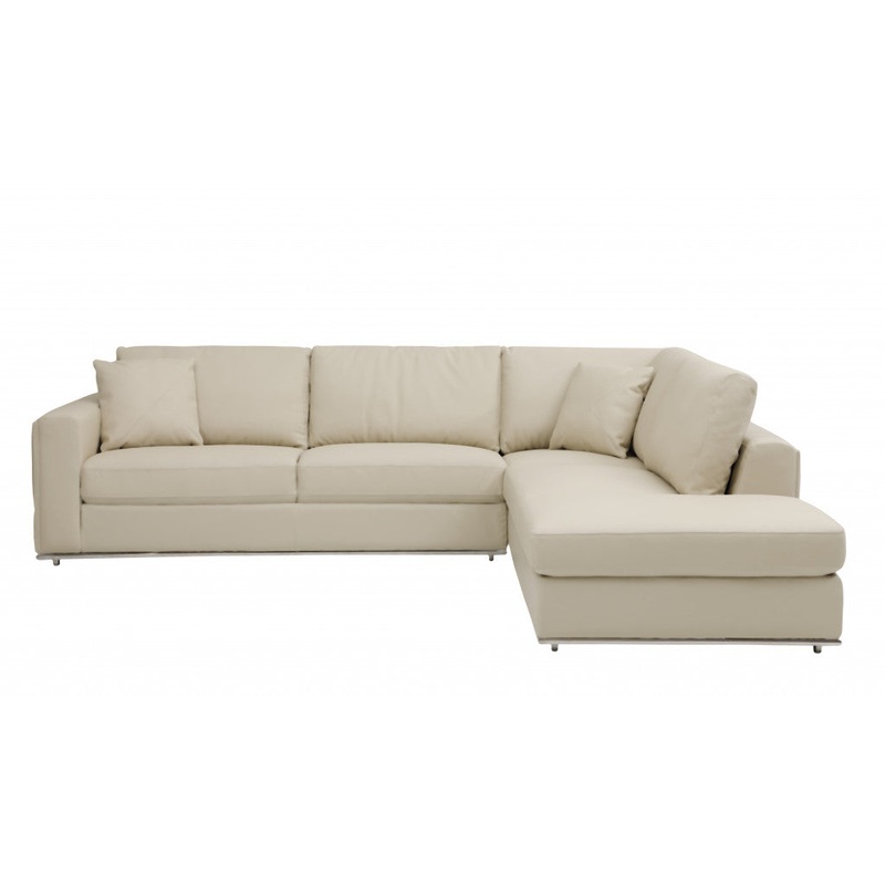 Beige Deco Tufted Italian Leather Modular L Shape Two Piece Corner Sectional By Homeroots