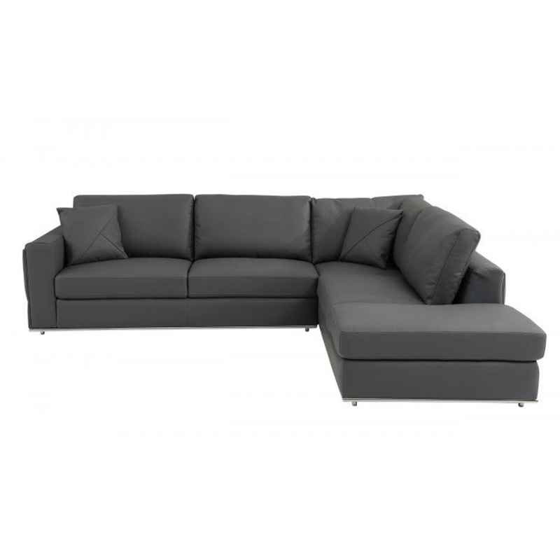 Dark Gray Italian Leather Modular L Shaped Two Piece Corner Sectional By Homeroots
