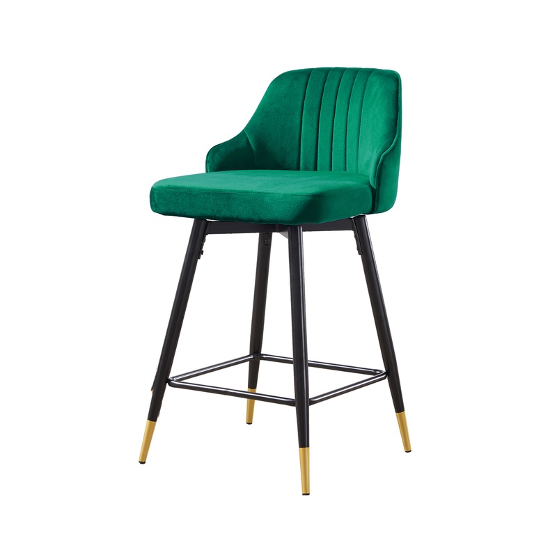 Set Of Two 35" Green and Black Bar Height Chairs By Homeroots