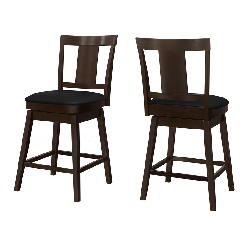 Set Of Two 39" Black Espresso Counter Height Swivel Full Back Bar Chairs By Homeroots