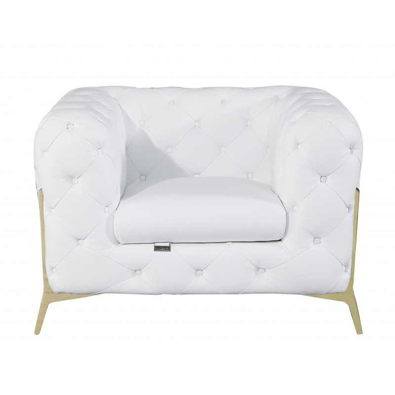 Three Piece White Italian Leather Five Person Seating Set By Homeroots