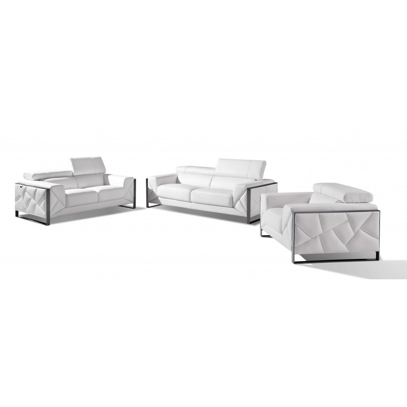 Three Piece White Italian Leather Six Person Seating Set By Homeroots