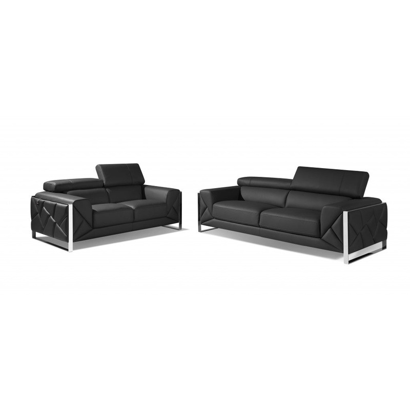 Two Piece Dark Gray Italian Leather Five Person Seating Set By Homeroots