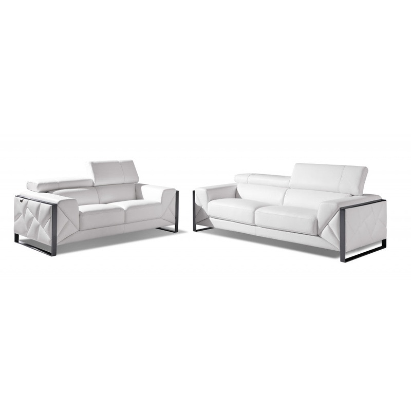 Two Piece White Italian Leather Five Person Seating Set By Homeroots