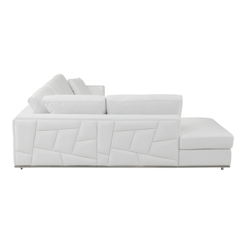White Deco Tufted Italian Leather Modular L Shape Two Piece Corner Sectional By Homeroots