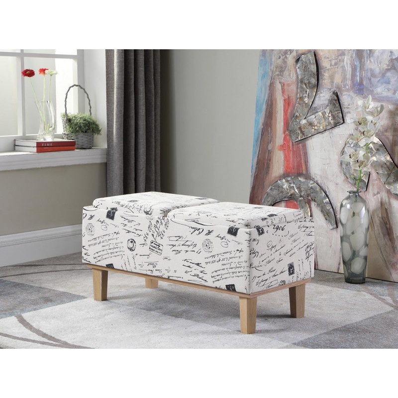 17" Wood Brown And Beige Upholstered 100% Polyester Entryway Bench With Flip Top By Homeroots
