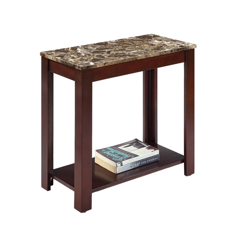 24" Brown Faux Marble End Table With Shelf By Homeroots