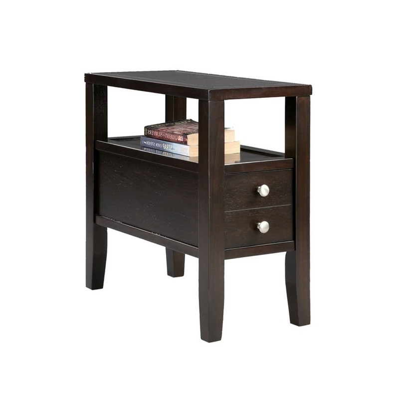 24" Brown Solid Wood Rectangular End Table With Two Drawers By Homeroots