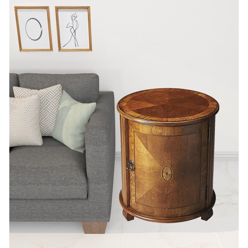 24" Medium Brown And Olive Ash Manufactured Wood Round End Table By Homeroots