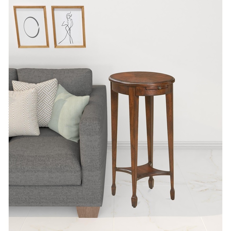 26" Dark Brown And Cherry Manufactured Wood Oval End Table With Shelf By Homeroots