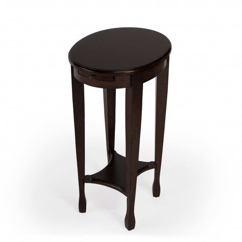 26" Medium Brown And Chestnut Burl Manufactured Wood Oval End Table With Shelf By Homeroots