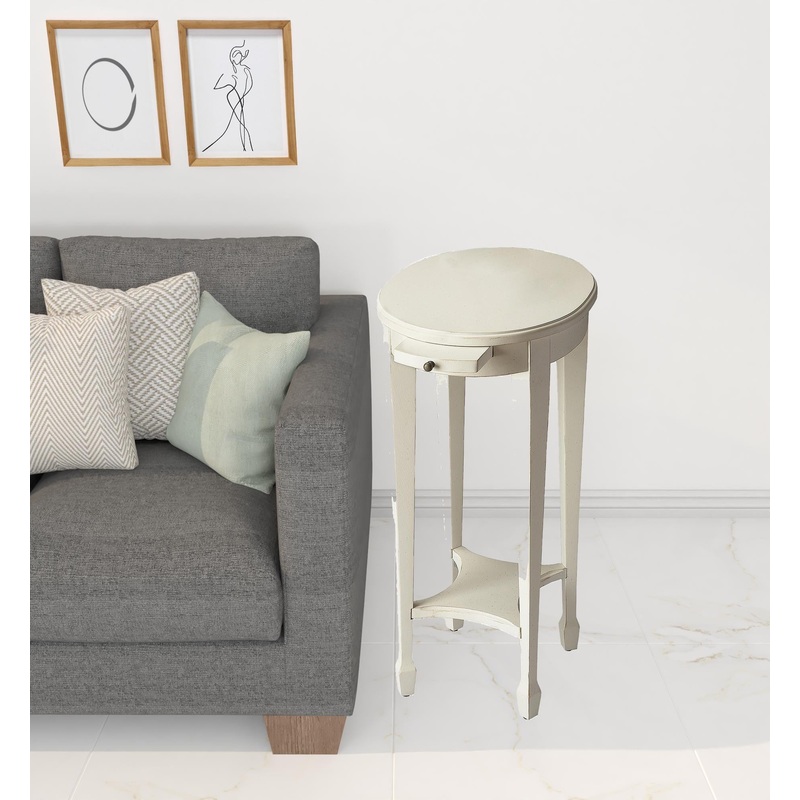 26" White And Cottage White Manufactured Wood Oval End Table With Shelf By Homeroots