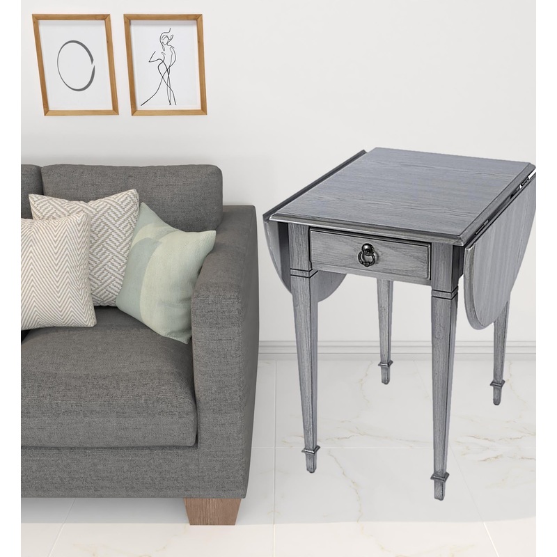 28" Grey Manufactured Wood Oval End Table With Drawer By Homeroots