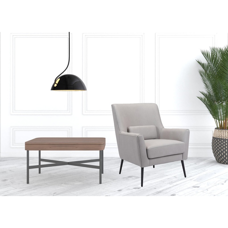 29" Grey Faux Leather And Black Arm Chair By Homeroots