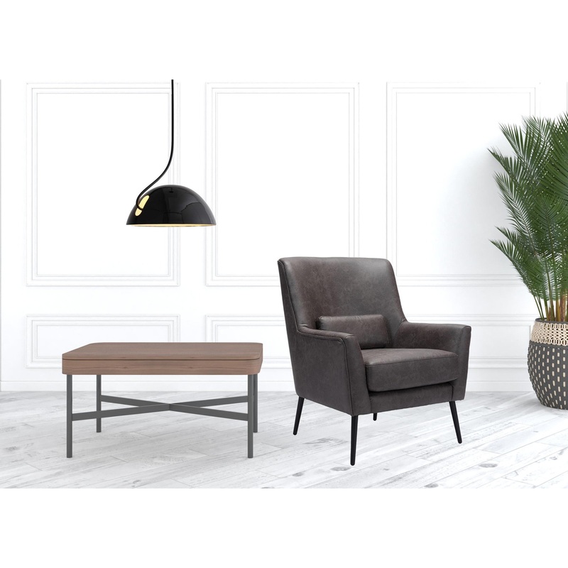 29" Grey Faux Leather And Gold Arm Chair By Homeroots