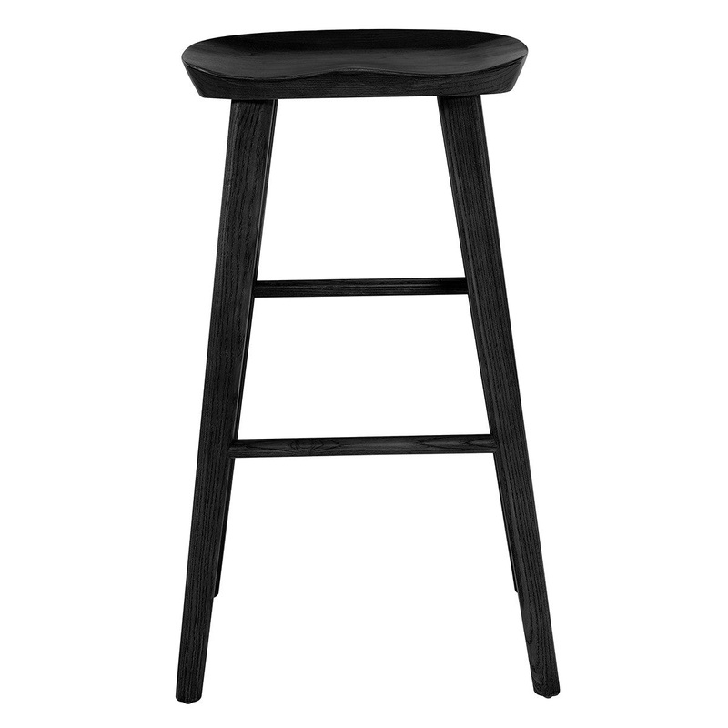 30" Black Solid Wood Bar Stool By Homeroots