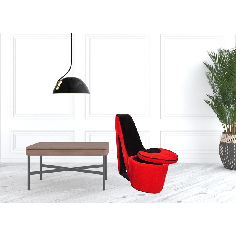 32" Red Faux Suede Side Chair By Homeroots