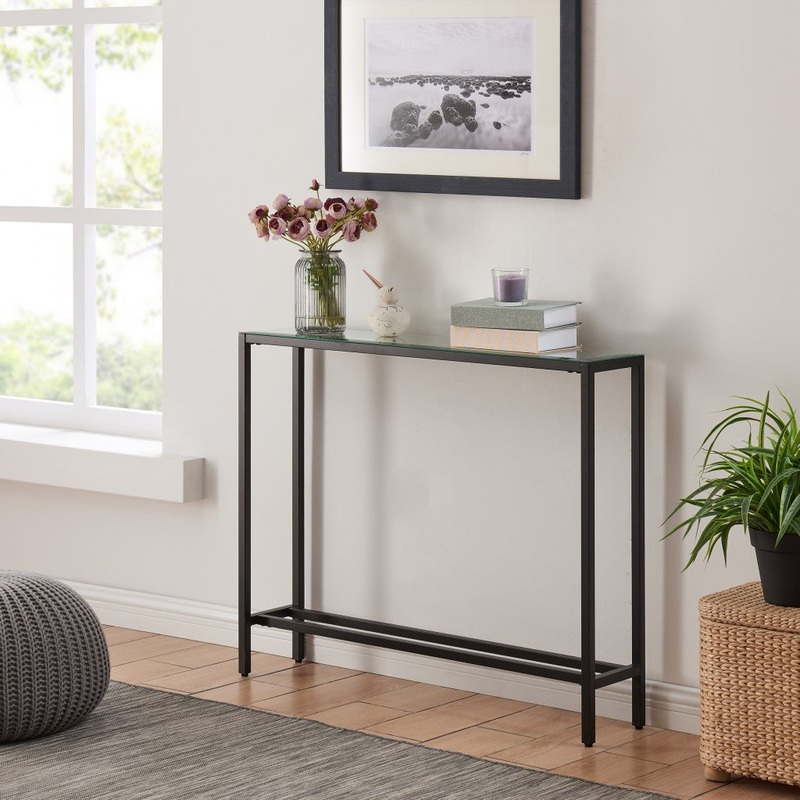 36" Black Mirrored Glass Console Table By Homeroots