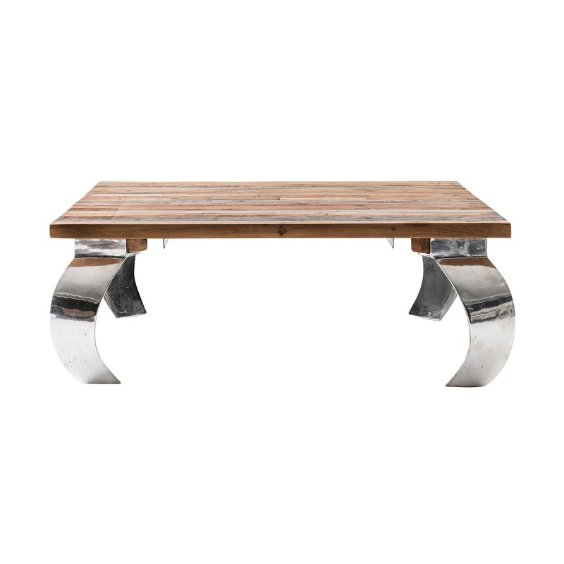 39" Steel And Reclaimed Wood Contemporary Square Coffee Table By Homeroots