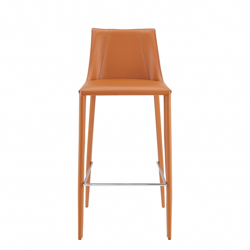 40" Terra Cotta Steel Low Back Bar Height Chair With Footrest By Homeroots
