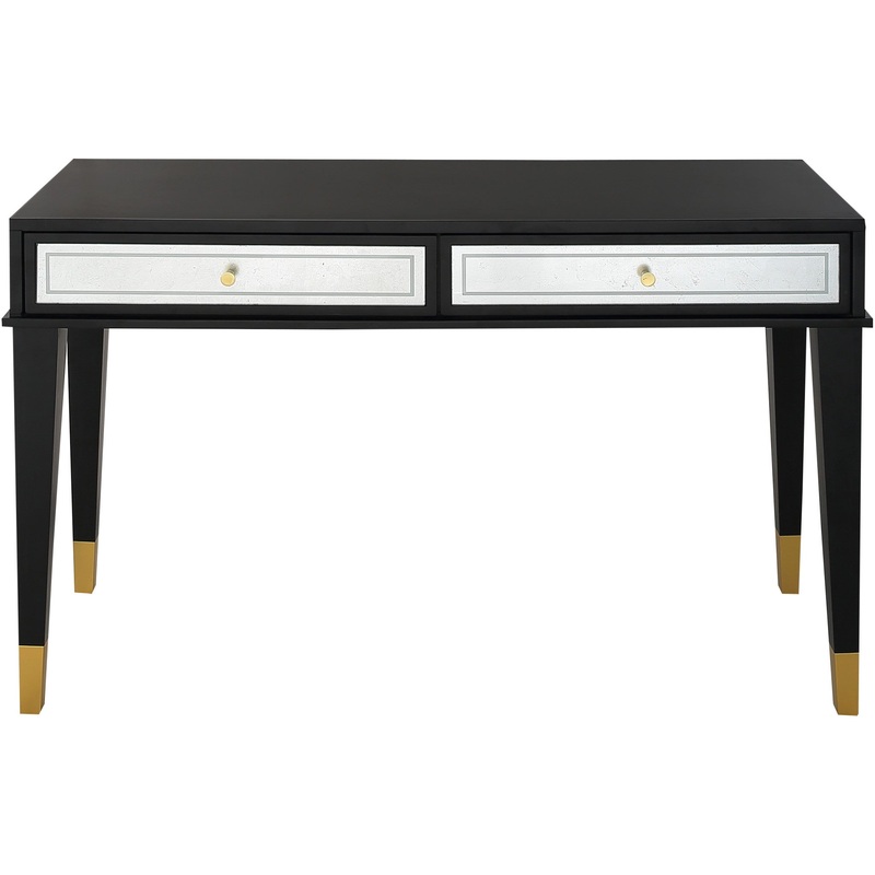 47" Black and Black and Gold Console Table With Storage By Homeroots