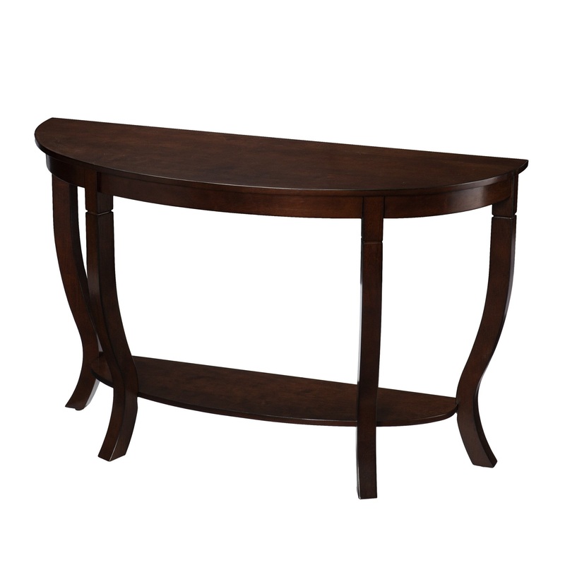 48" Brown Half Circle Console Table With Storage By Homeroots