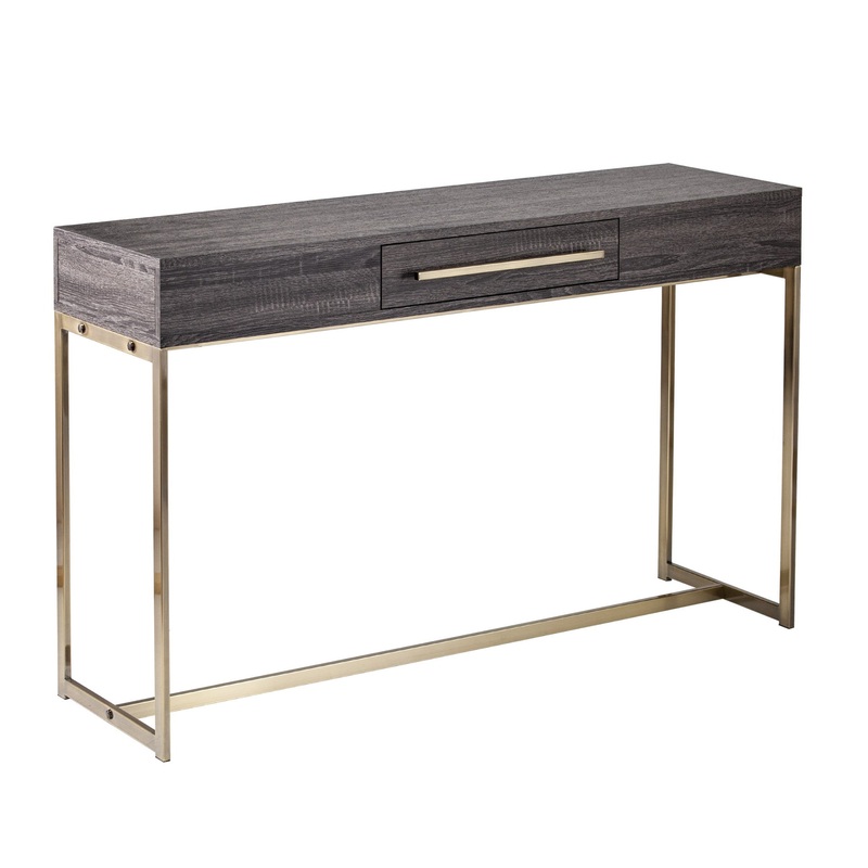48" Gray and Gold Sled Console Table With Storage By Homeroots