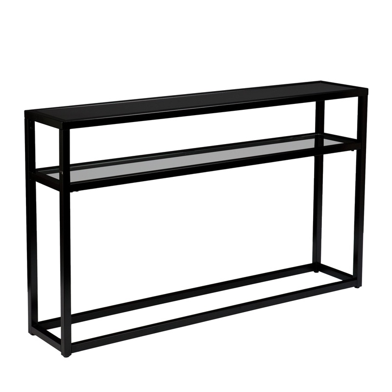 50" Black Glass Frame Console Table With Storage By Homeroots