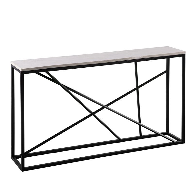 52" White and Black Faux Marble Frame Console Table By Homeroots