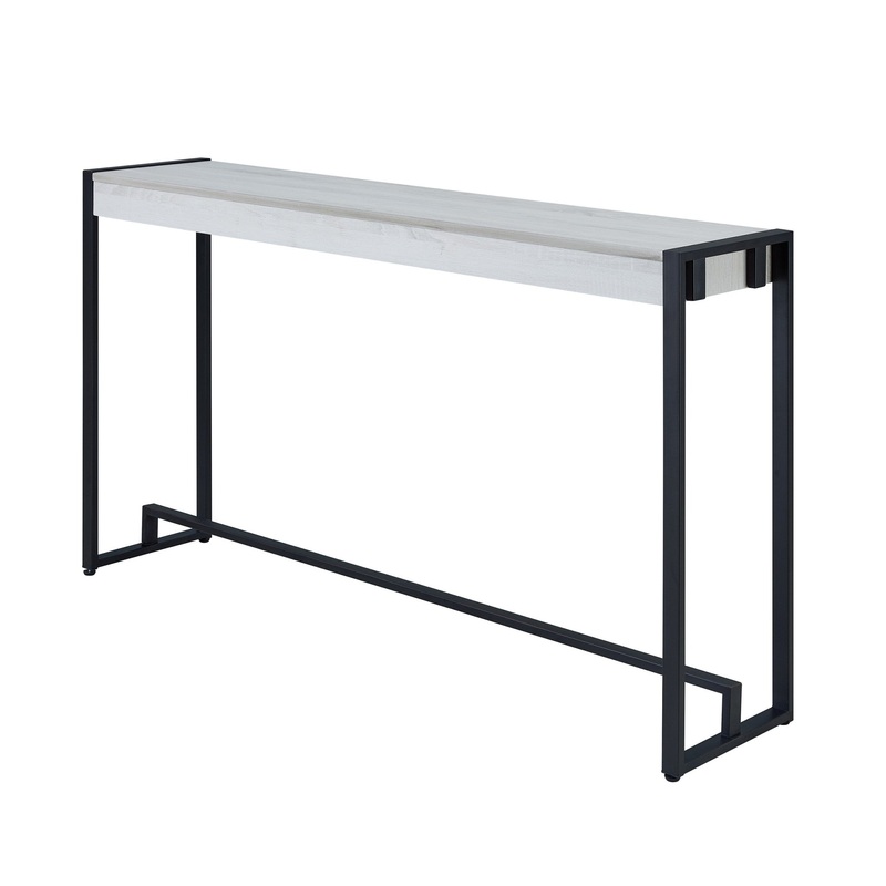54" White and Black Distressed Sled Console Table By Homeroots
