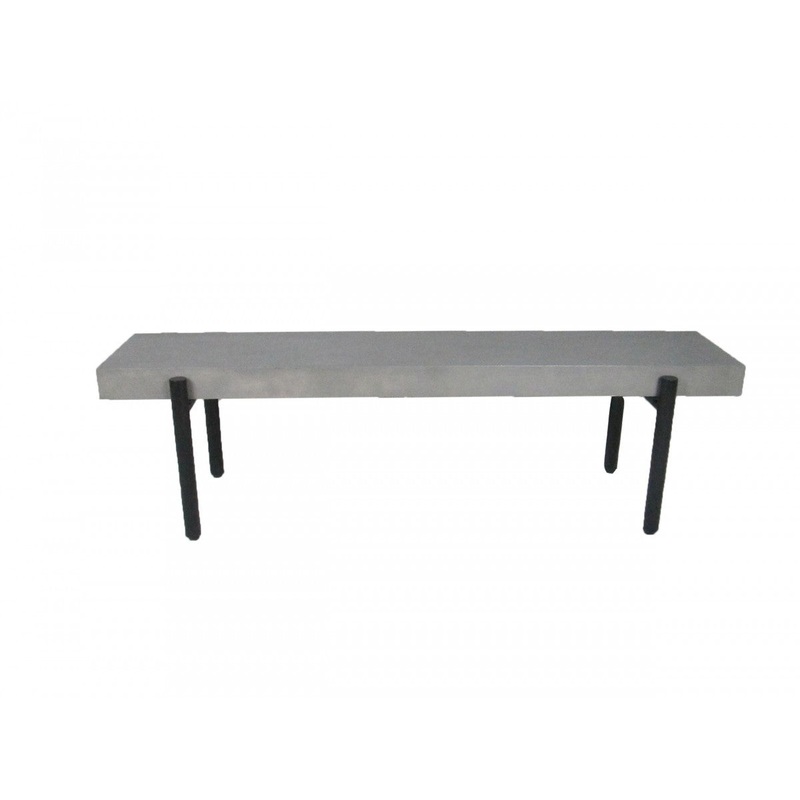 63" Gray And Black Concrete Dining bench By Homeroots