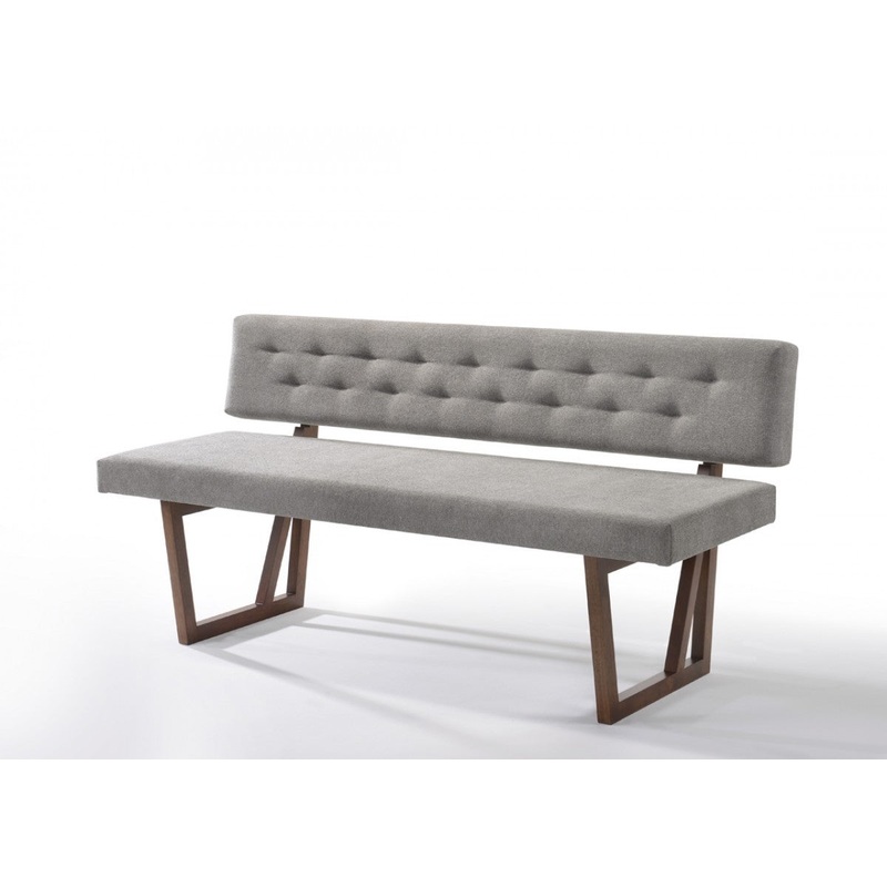 63" Gray And Brown Upholstered Linen Blend Dining bench By Homeroots