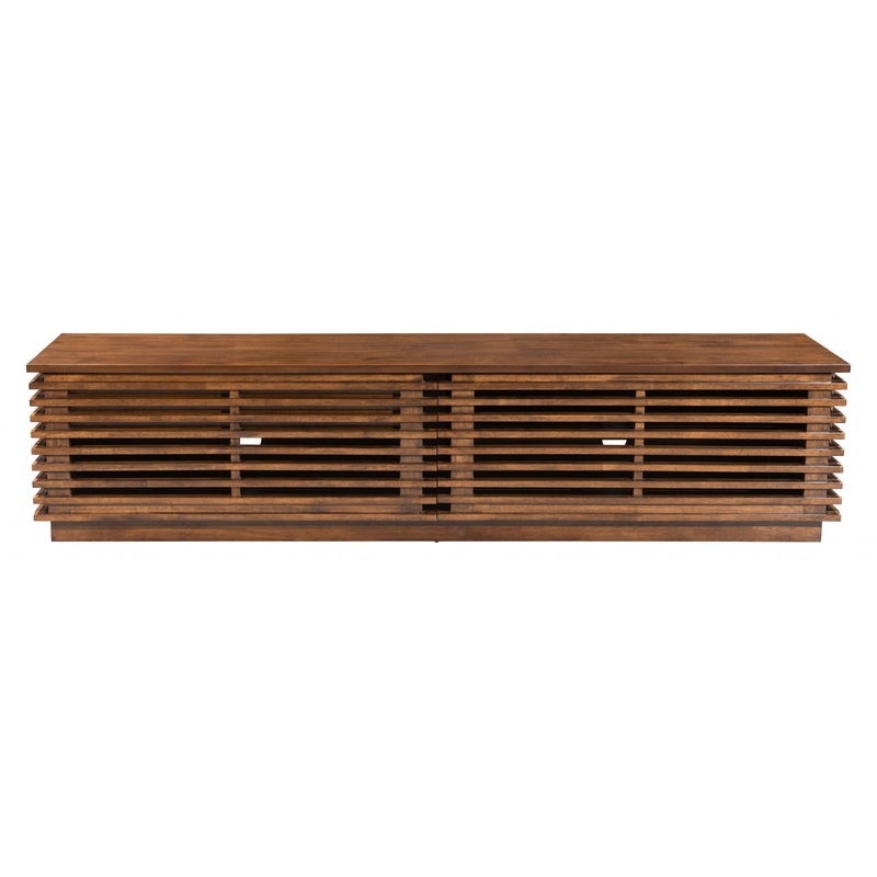 71" Walnut Modern Retro Grooves TV Media Center By Homeroots