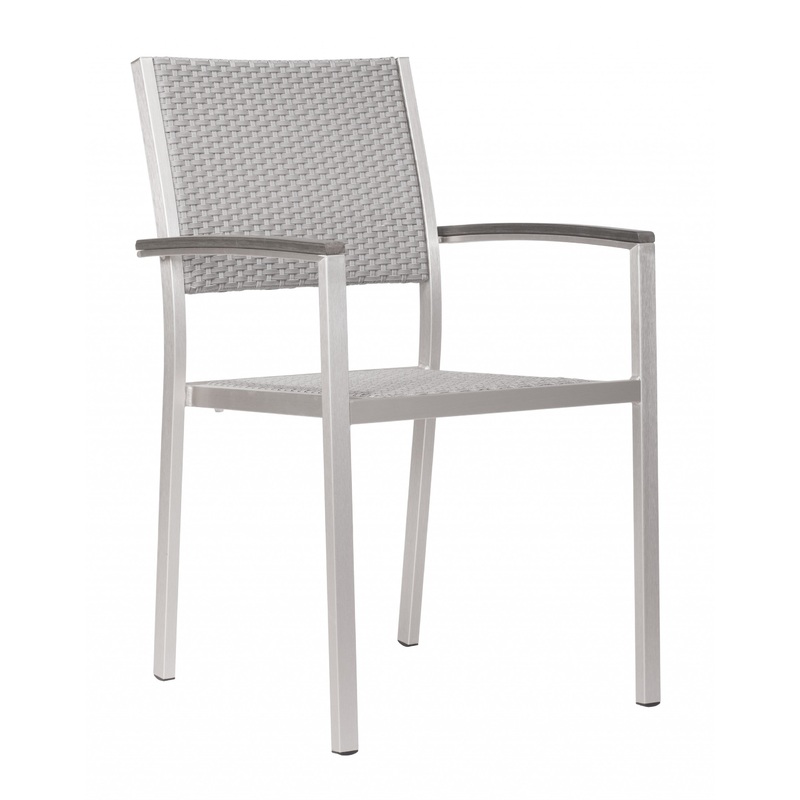 Set Of Two 21" White Aluminum Arm Chair By Homeroots