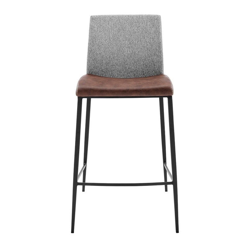 Set Of Two 36" Brown And Black Steel Low Back Counter Height Bar Chairs With Footrest By Homeroots