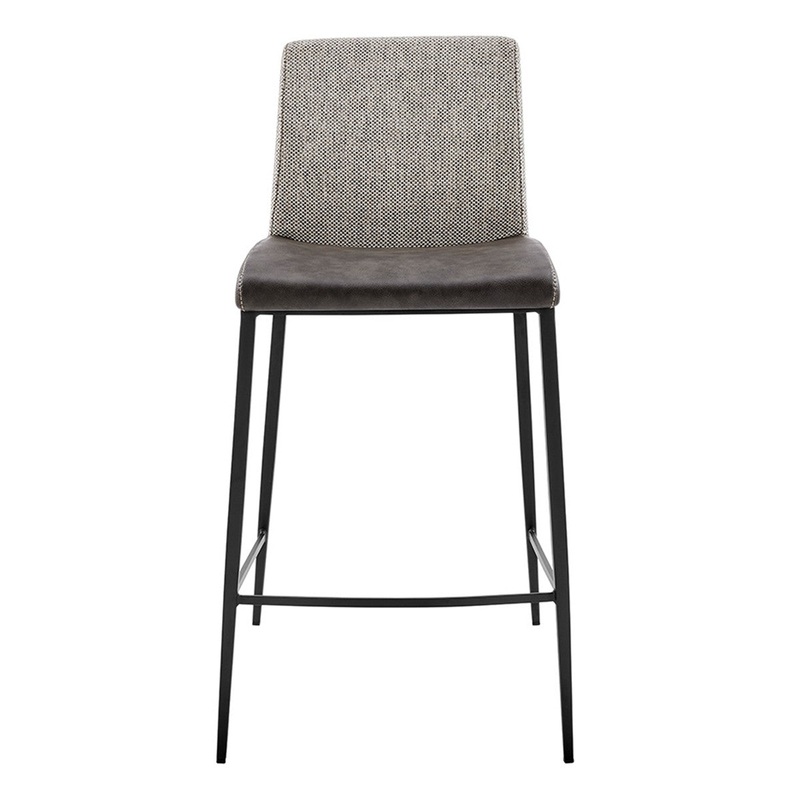 Set Of Two 36" Gray And Black Steel Low Back Counter Height Bar Chairs With Footrest By Homeroots