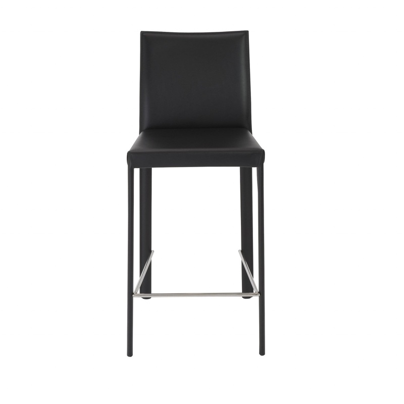 Set Of Two 37" Black Steel Low Back Counter Height Bar Chairs With Footrest By Homeroots