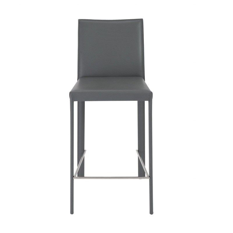 Set Of Two 37" Gray Steel Low Back Counter Height Bar Chairs With Footrest By Homeroots