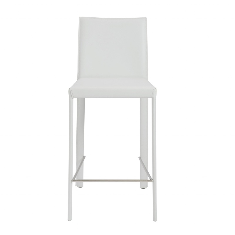Set Of Two 37" White Steel Low Back Counter Height Bar Chairs With Footrest By Homeroots