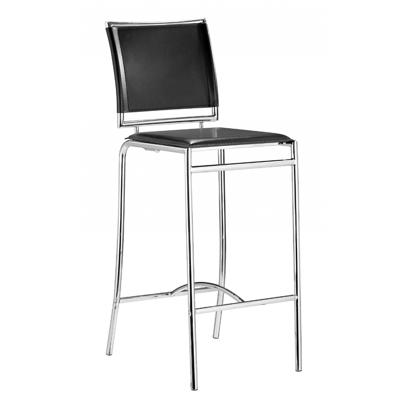 Set Of Two 38" Black Steel Low Back Chairs With Footrest By Homeroots