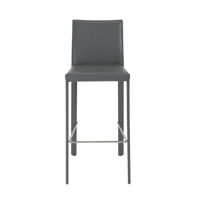 Set Of Two 41" Gray Steel Low Back Bar Height Chairs With Footrest By Homeroots